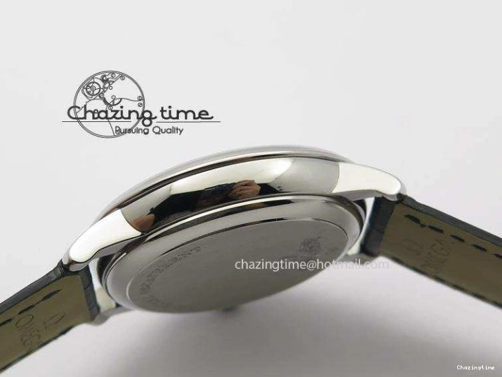 0103 De Ville MK 1:1 Best Edition SS Black Dial On Black Leather Asian Seagull T1701 (Sec@6) Unisex 8243